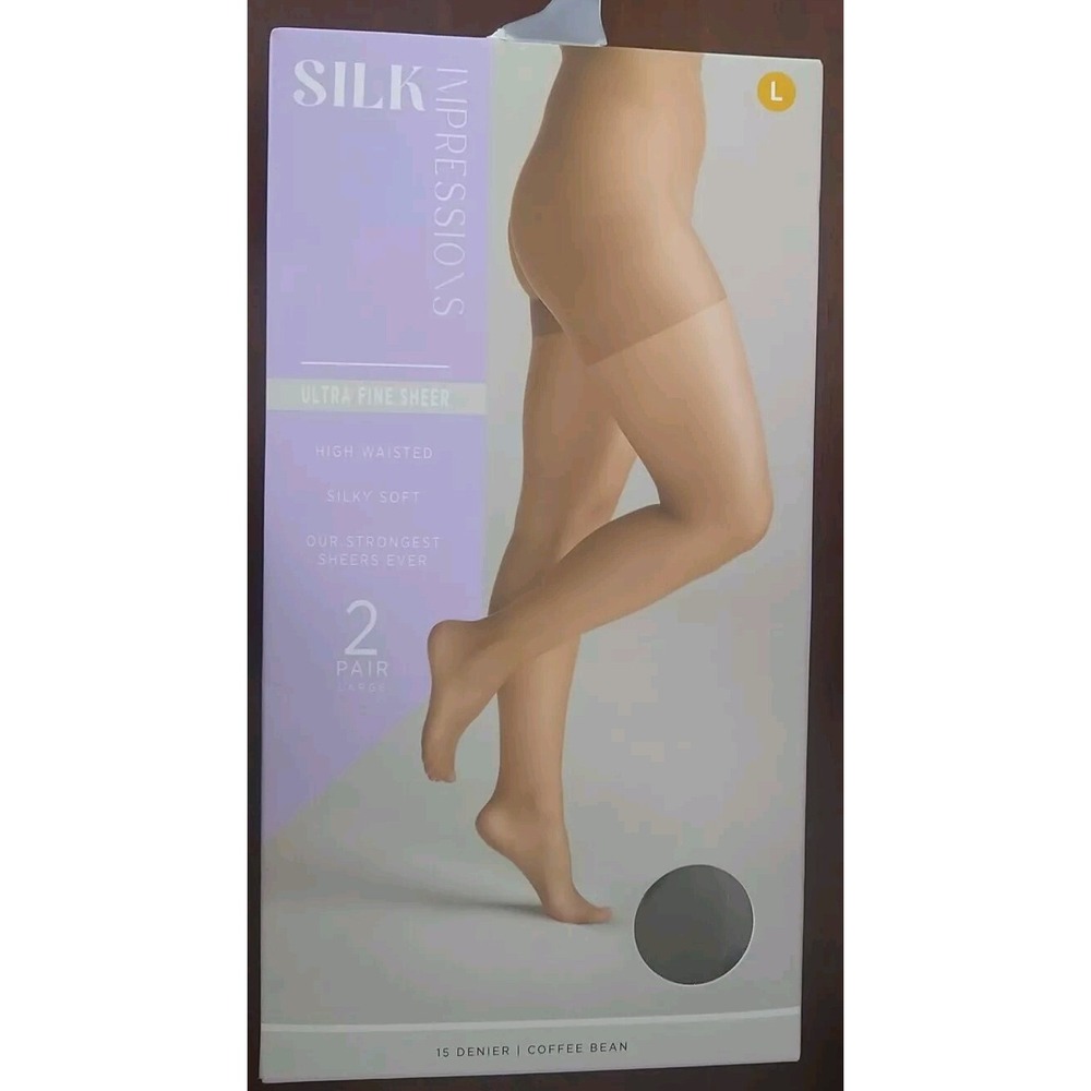 Silk Impressions Pantyhose-2 Pack Large Coffee Bean-15 Denier-Ultra Fine Sheer
